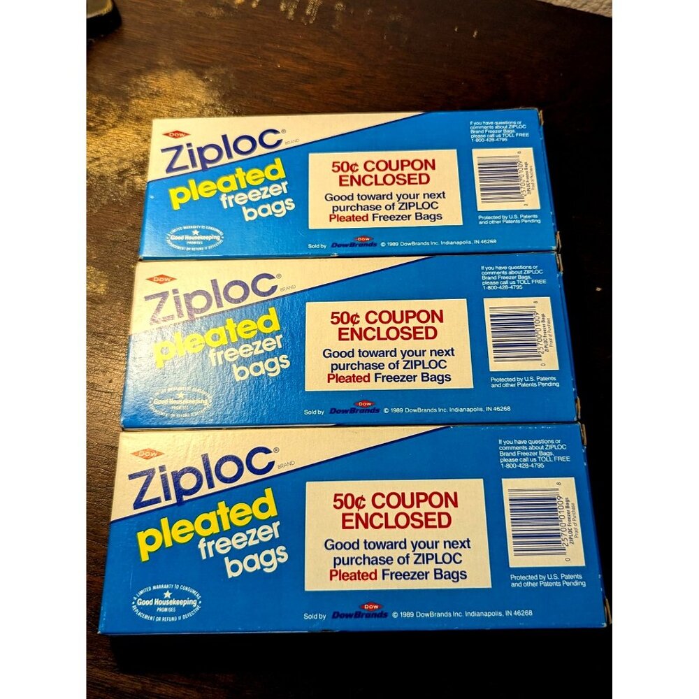 3 Boxes Ziploc Pleated Freezer Bags 1 1/2 Pint Small Size 4-Bag Trial Pack Dow - Picture 3 of 5